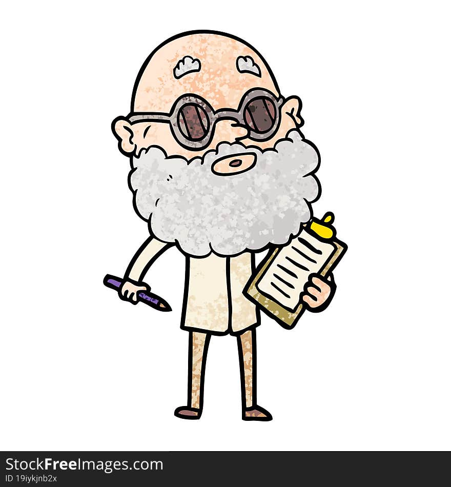 cartoon curious man with beard and sunglasses. cartoon curious man with beard and sunglasses