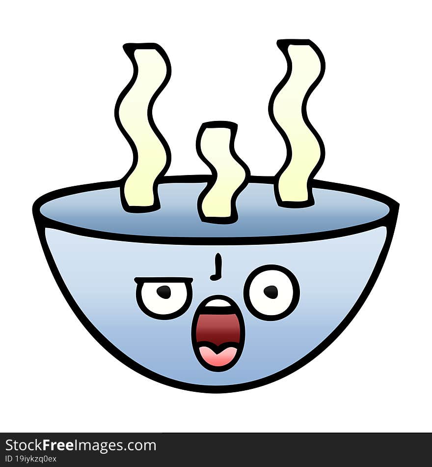 gradient shaded cartoon bowl of hot soup