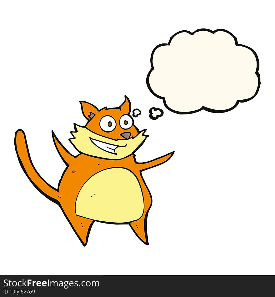 funny cartoon cat with thought bubble