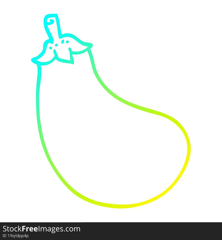 cold gradient line drawing of a cartoon eggplant