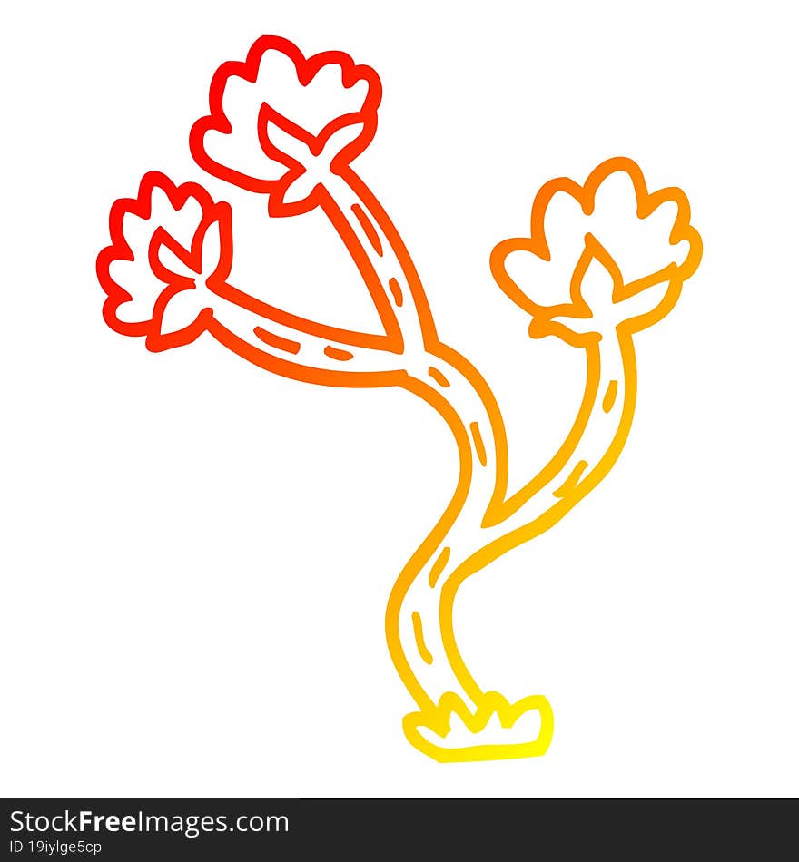 warm gradient line drawing of a cartoon wildflower