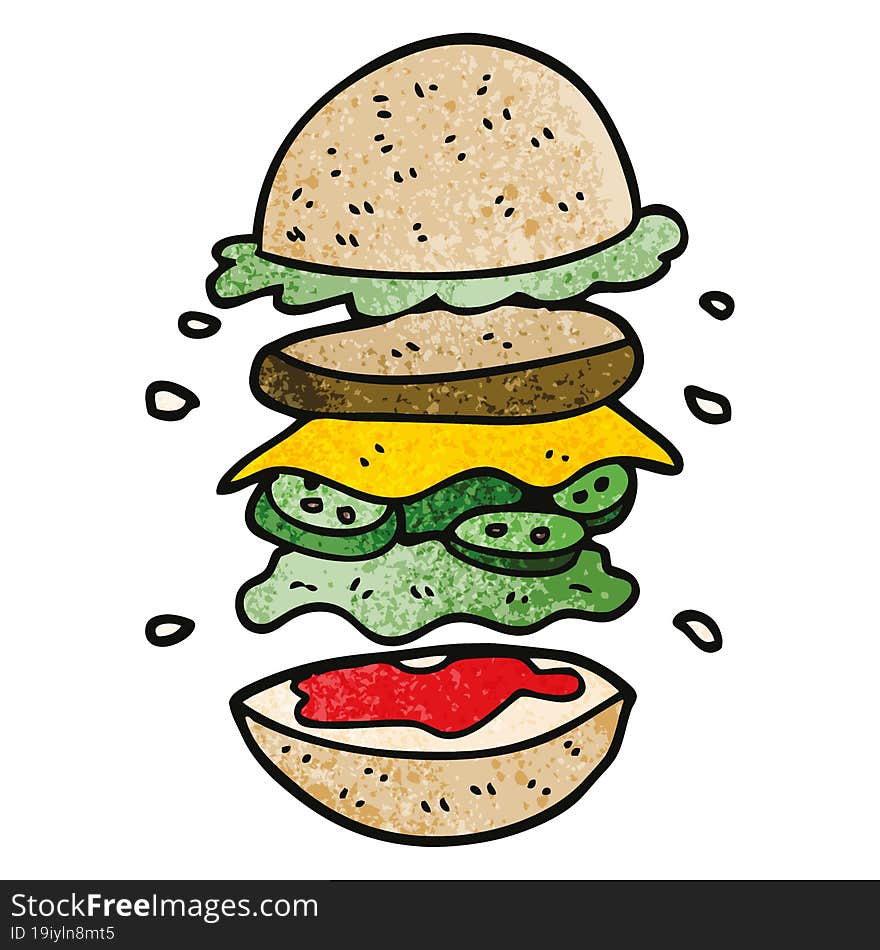 Cartoon Doodle Huge Burger