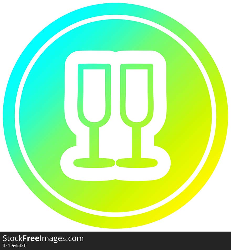 champagne glasses circular in cold gradient spectrum