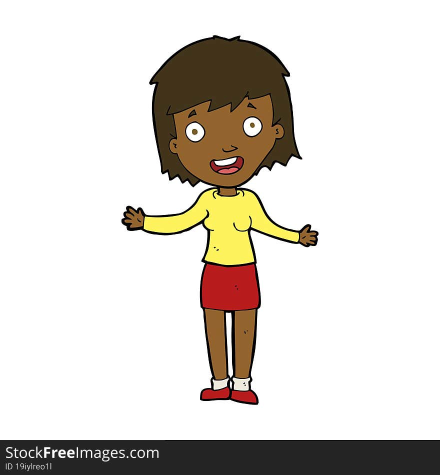 cartoon excited woman