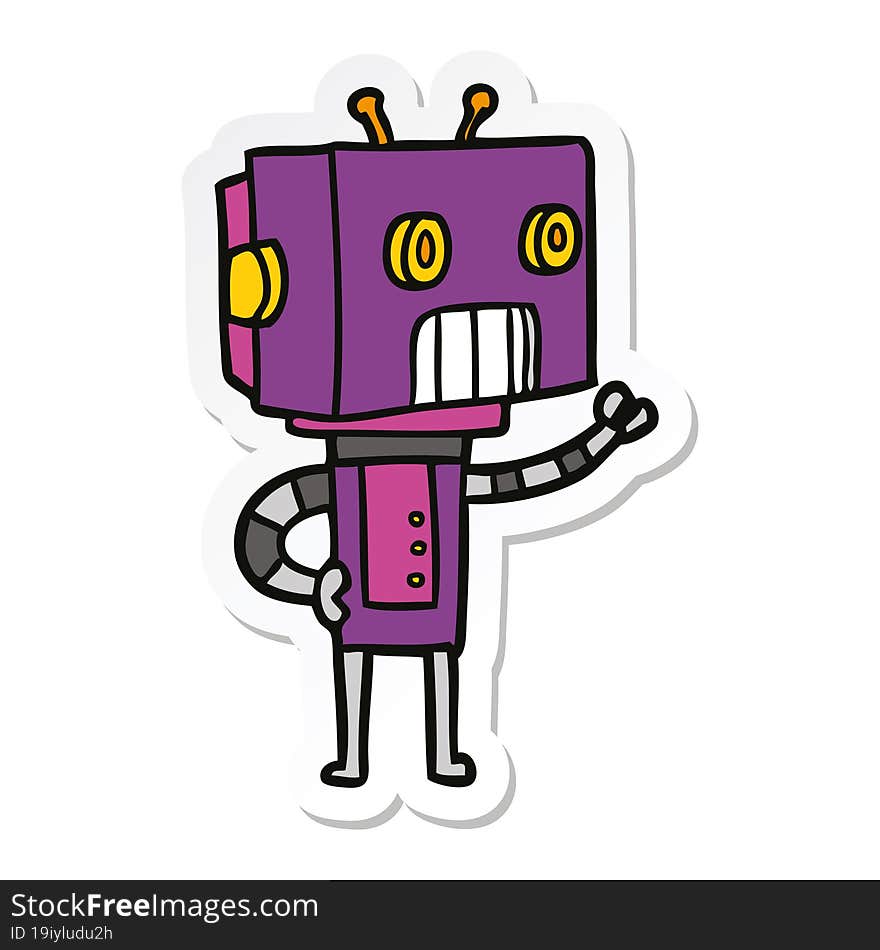 sticker of a cartoon robot