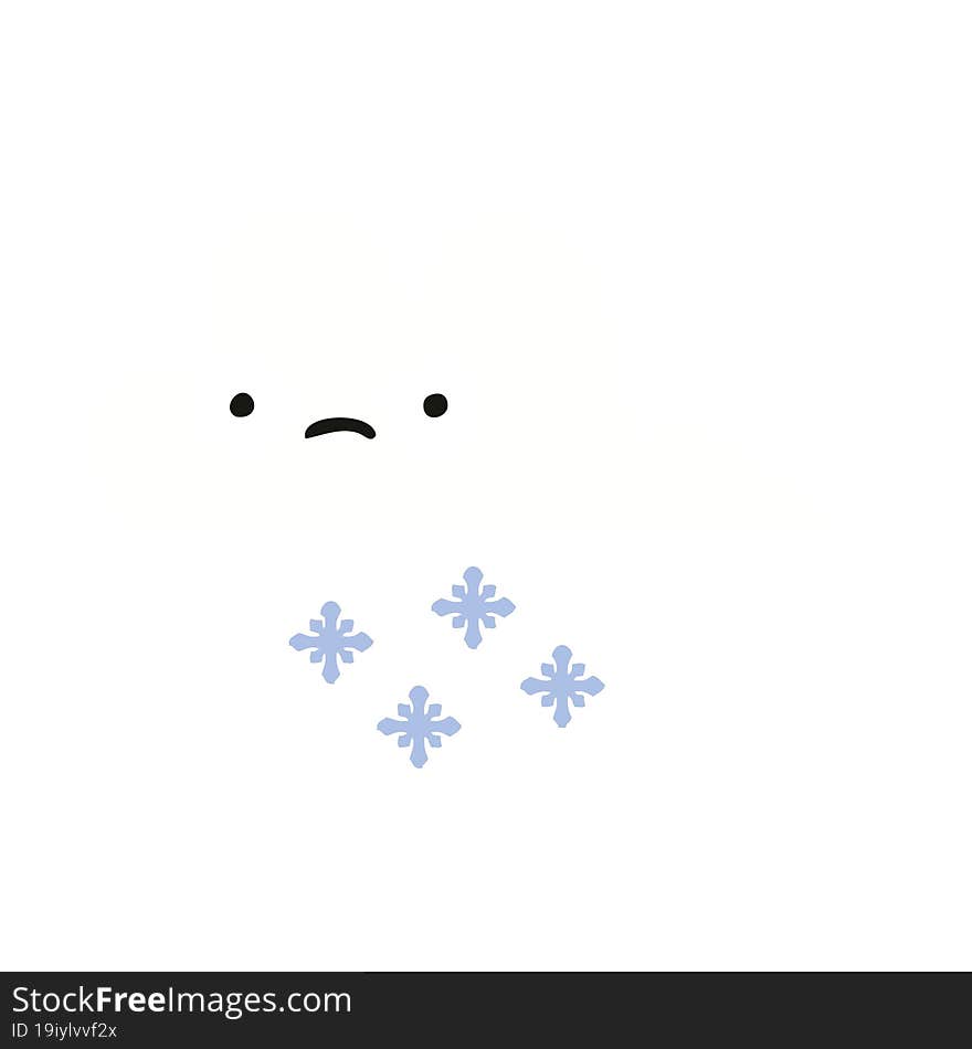 flat color retro cartoon snow cloud