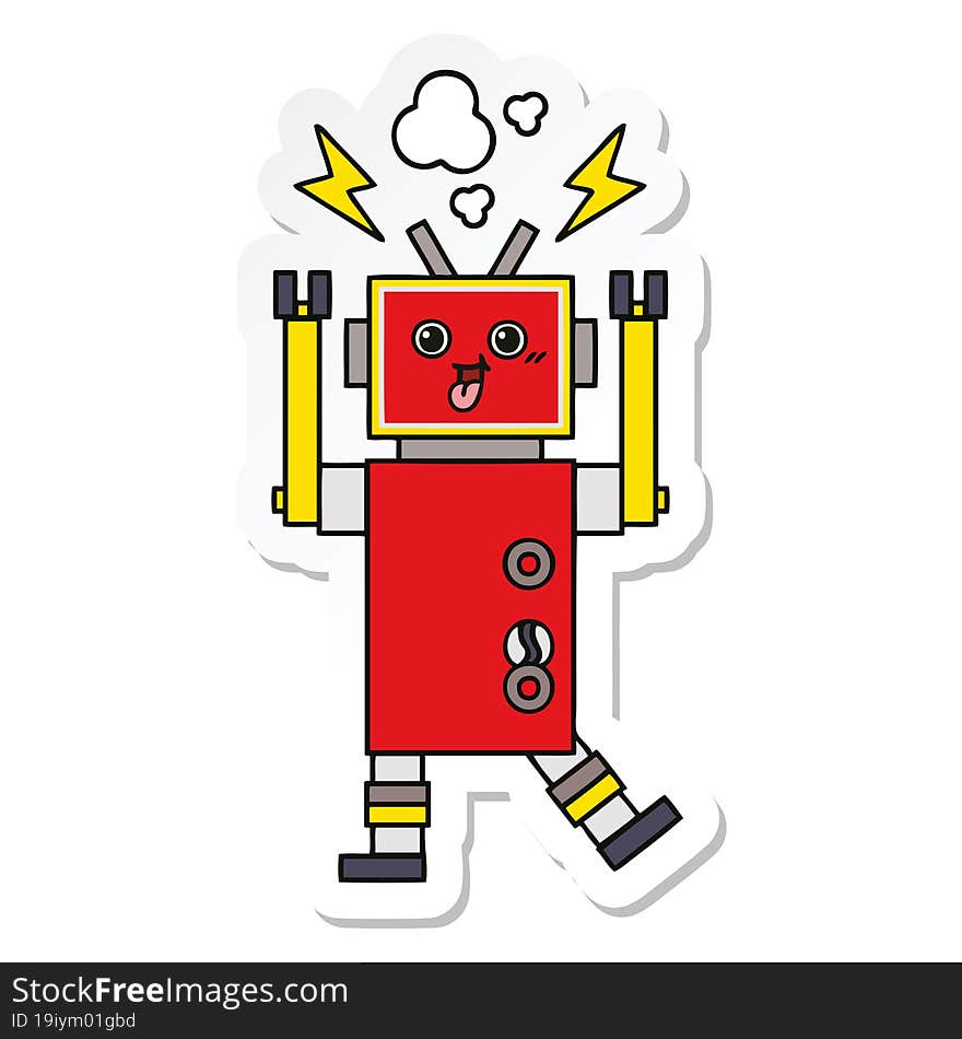 Sticker Of A Cute Cartoon Robot