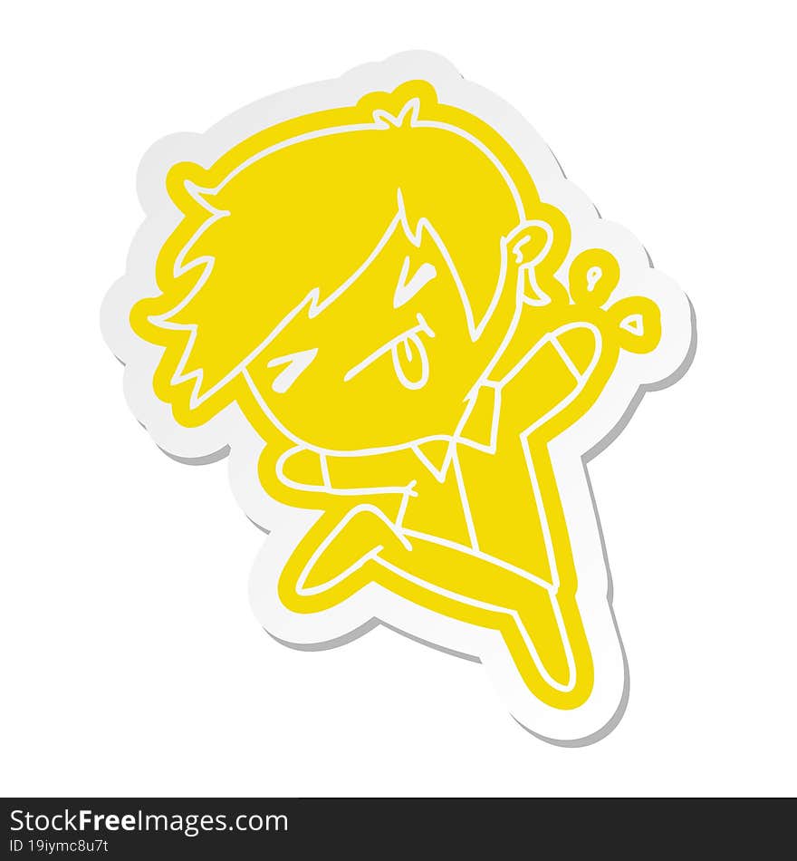 cartoon sticker of a kawaii cute boy