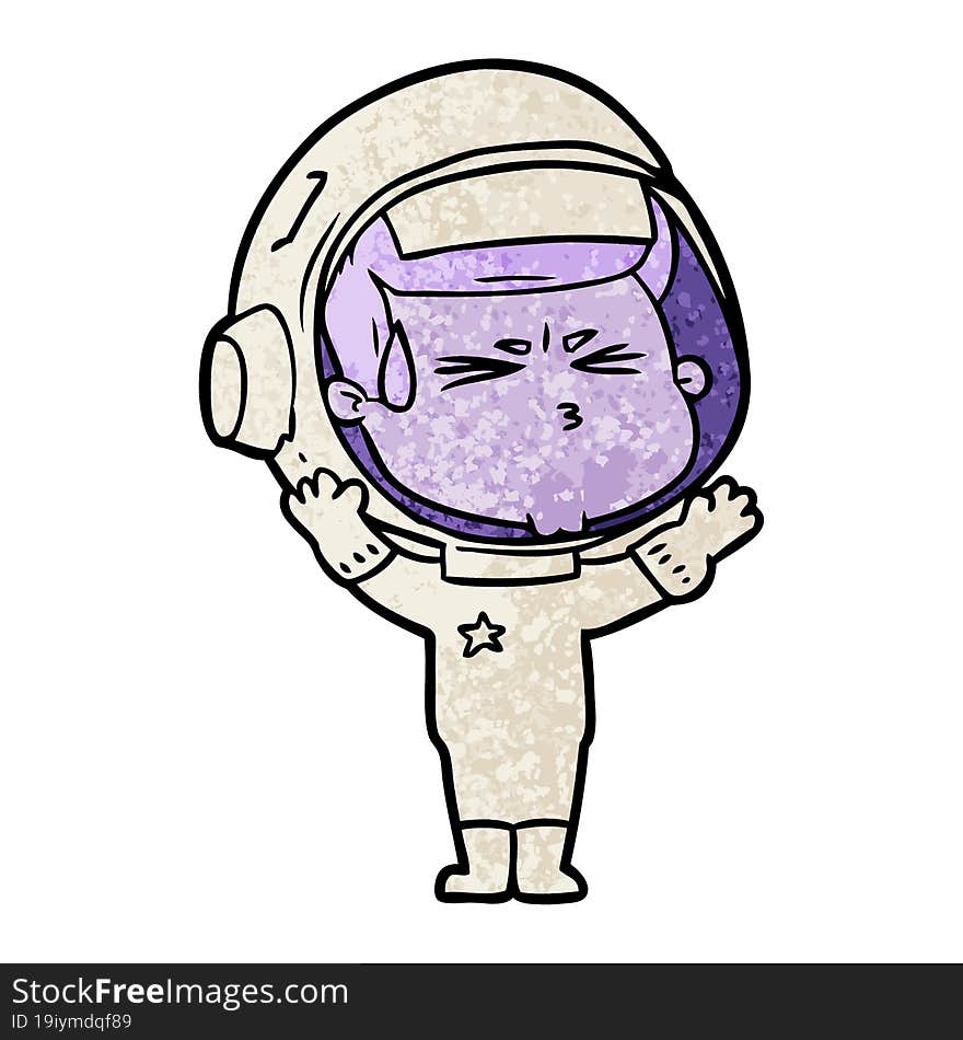 cartoon stressed astronaut. cartoon stressed astronaut