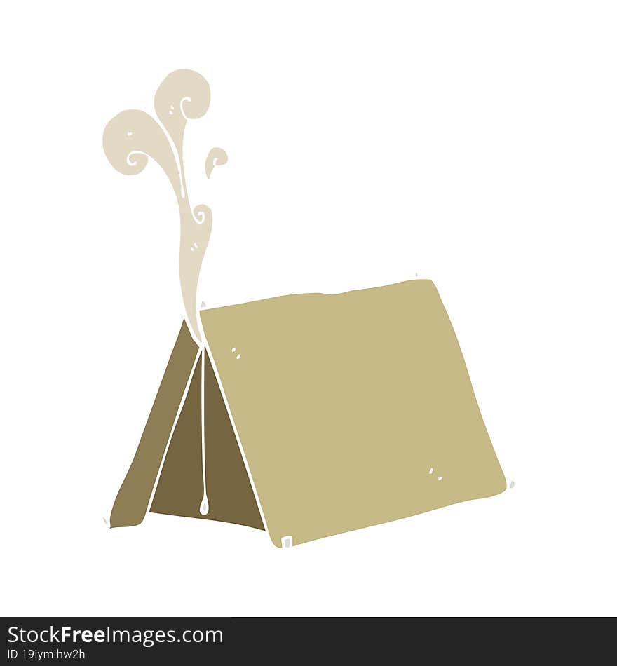 flat color illustration of a cartoon old smelly tent