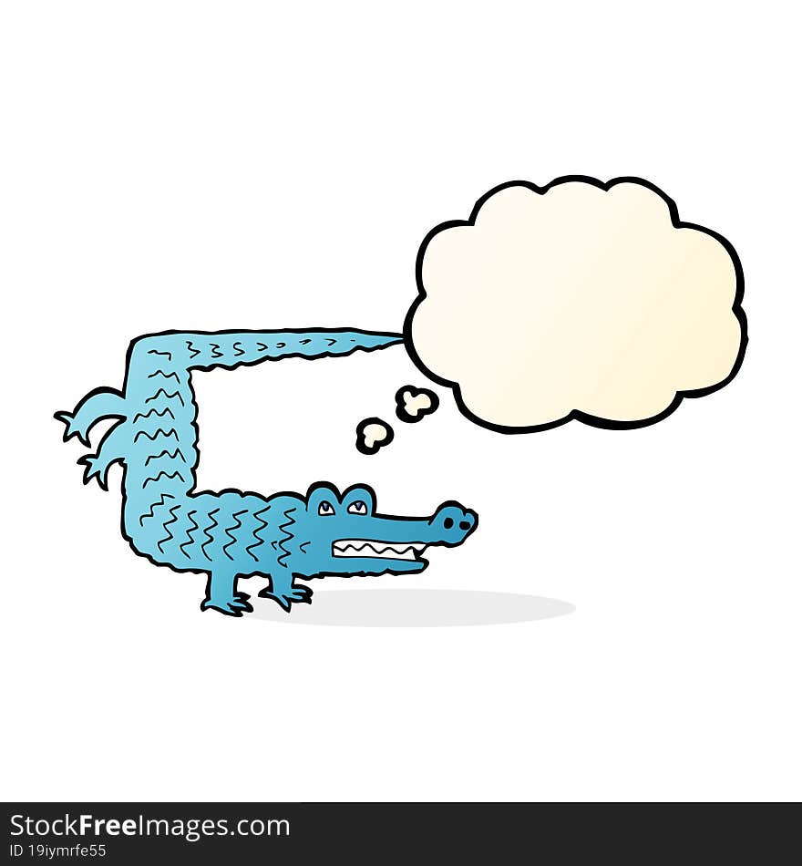 cartoon crocodile with thought bubble