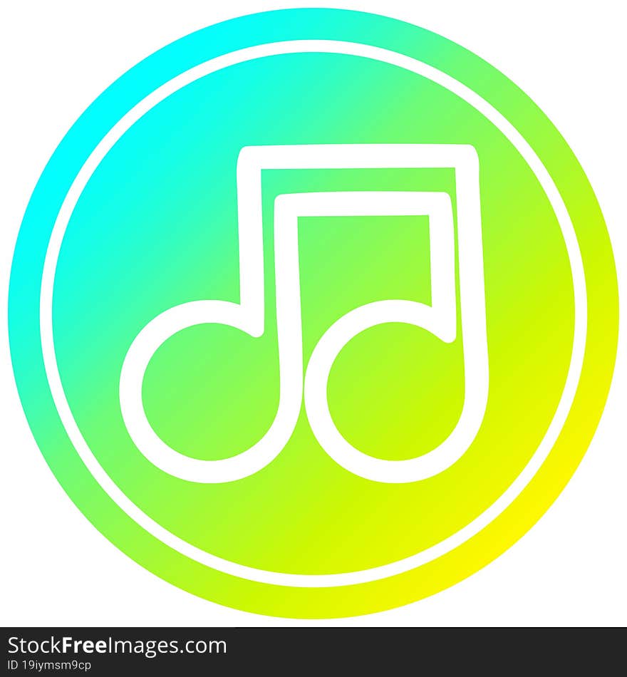 musical note circular in cold gradient spectrum