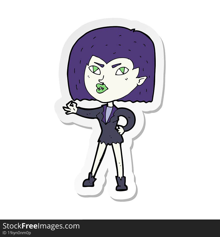 sticker of a cartoon vampire girl