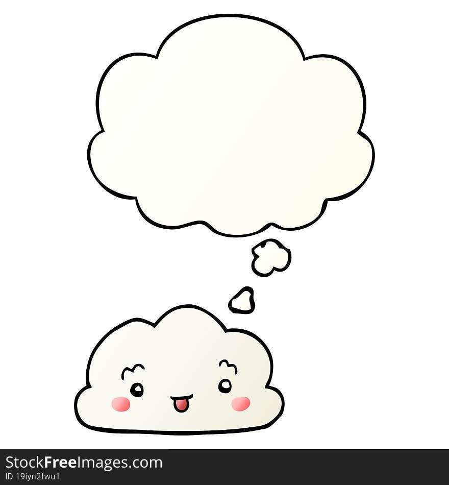 cartoon cloud and thought bubble in smooth gradient style