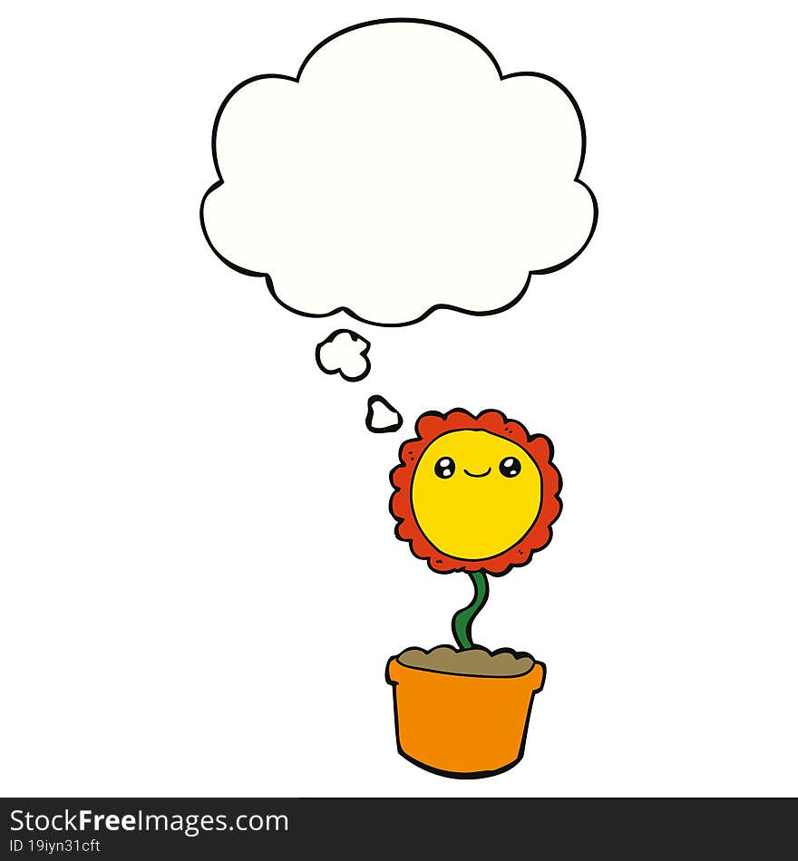 cartoon flower and thought bubble