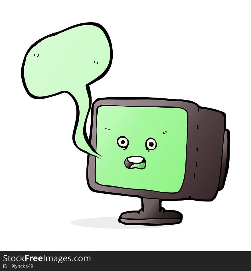 cartoon computer screen with speech bubble