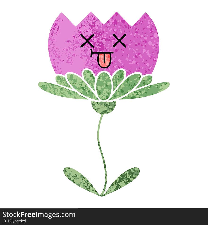 retro illustration style cartoon of a flower