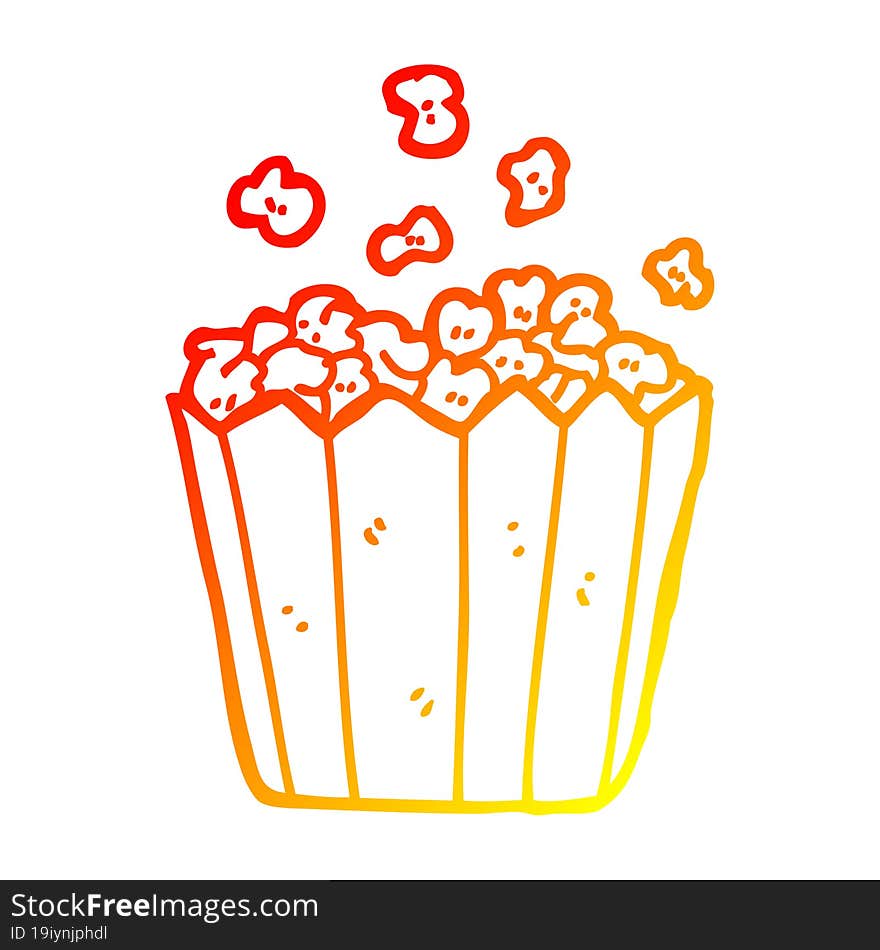 warm gradient line drawing cartoon popcorn