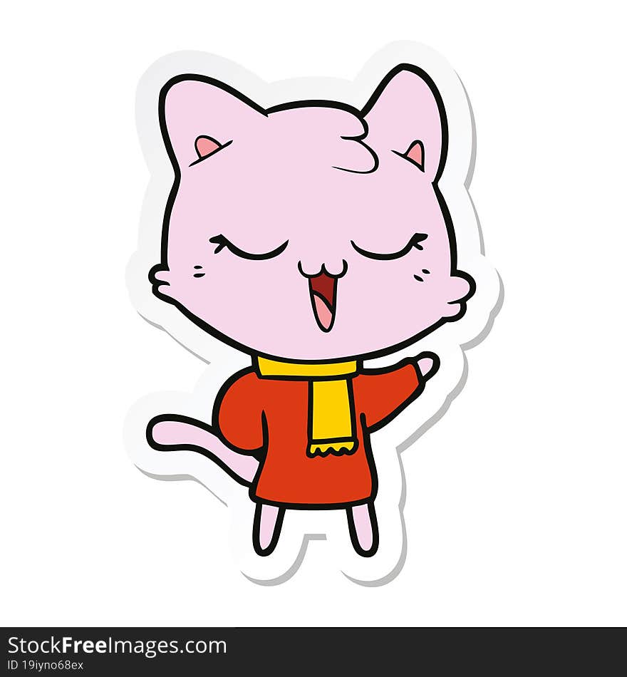 Sticker Of A Cartoon Cat