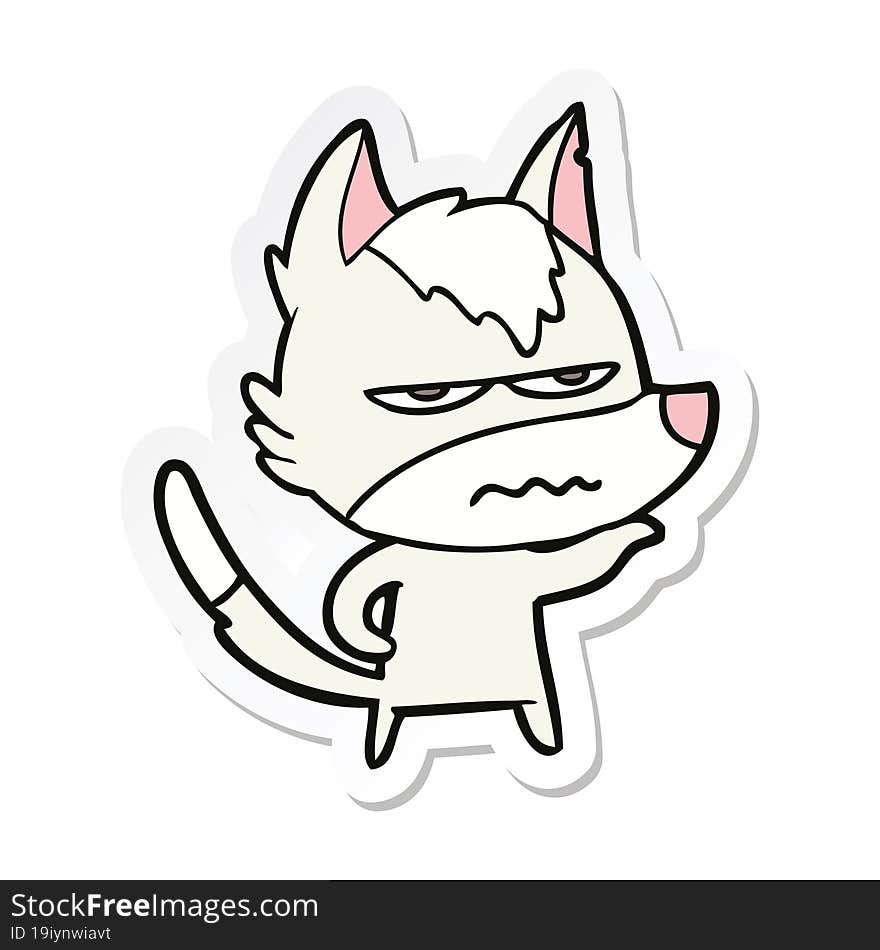 sticker of a cartoon annoyed wolf