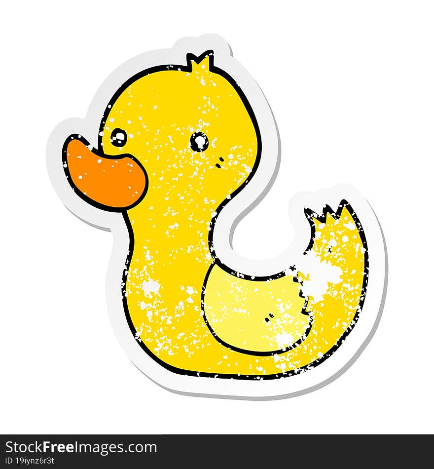 Distressed Sticker Of A Cartoon Duck