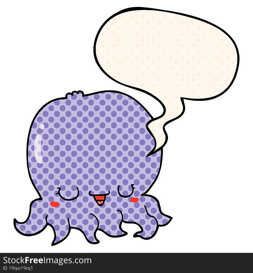 cartoon jellyfish and speech bubble in comic book style