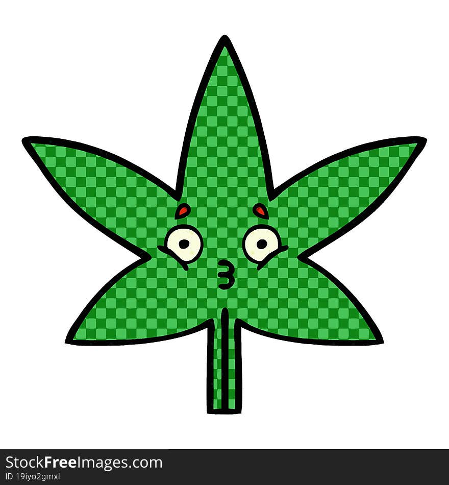 comic book style cartoon marijuana leaf