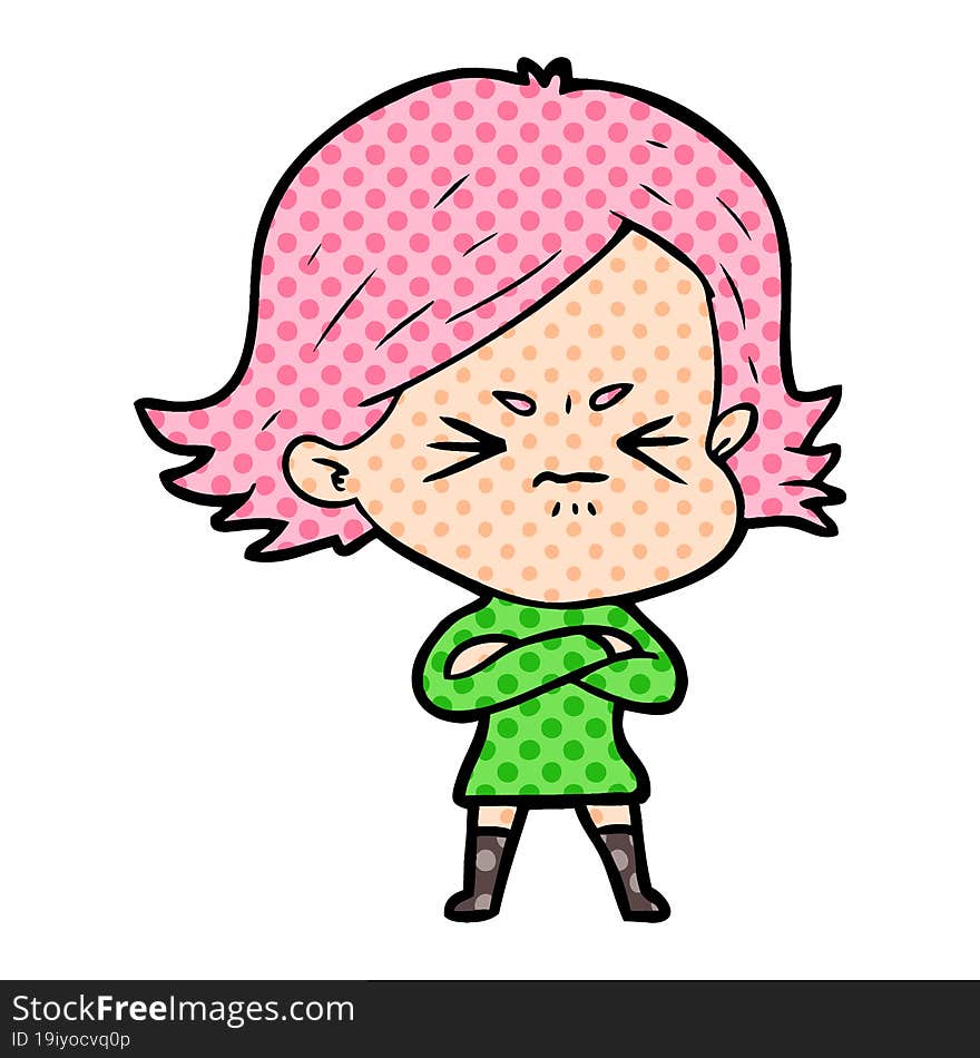 cartoon angry girl. cartoon angry girl