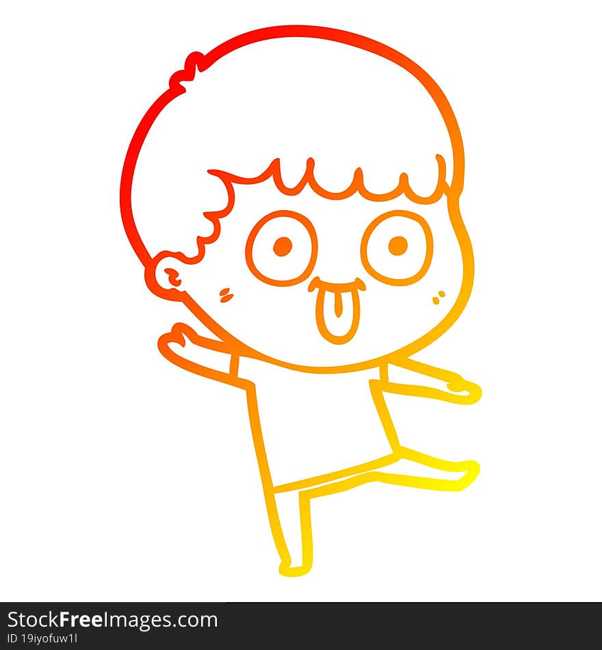 Warm Gradient Line Drawing Cartoon Dumb Kid