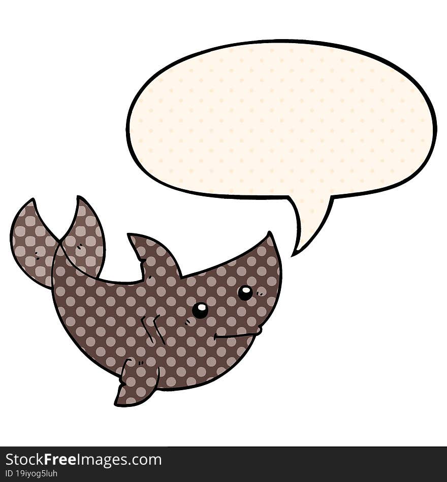 cartoon shark and speech bubble in comic book style