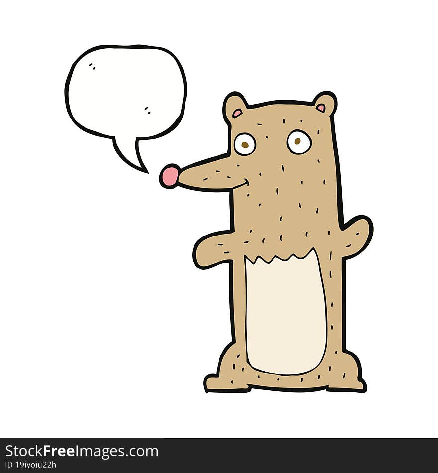 funny cartoon bear with speech bubble