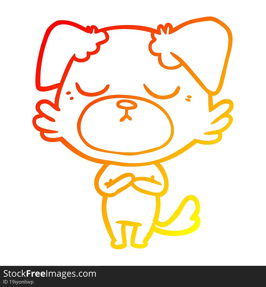 Warm Gradient Line Drawing Cute Cartoon Dog