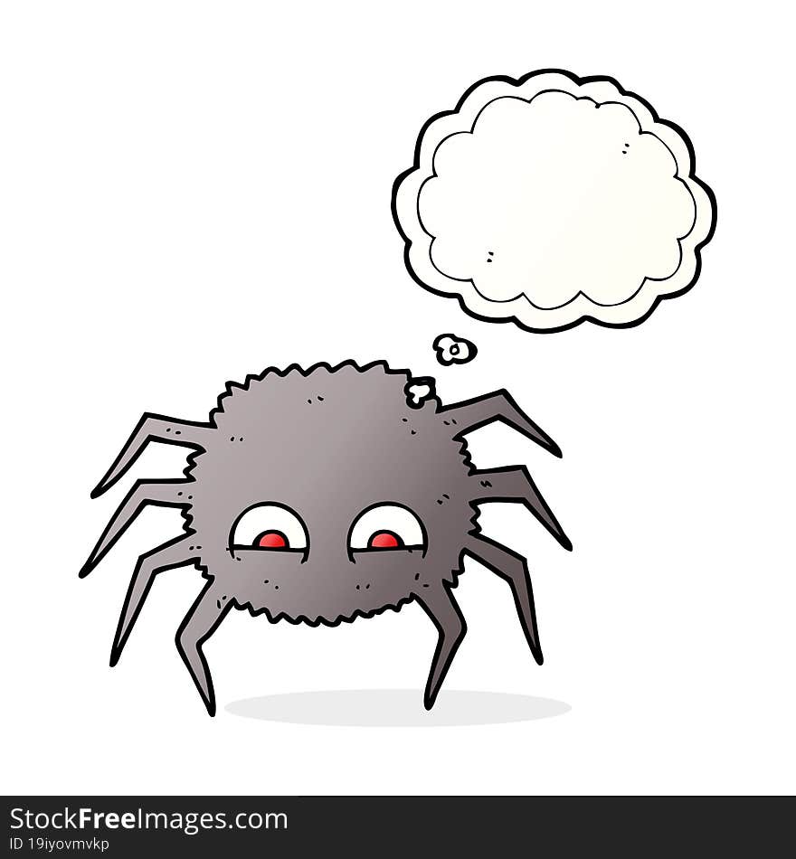 freehand drawn thought bubble cartoon spider