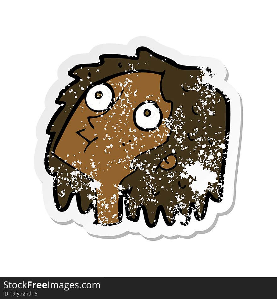 retro distressed sticker of a cartoon staring woman