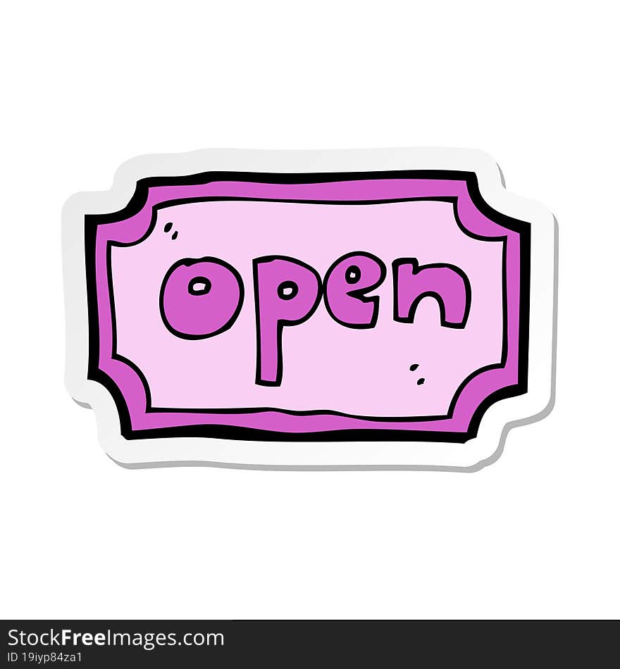 Sticker Of A Cartoon Open Sign