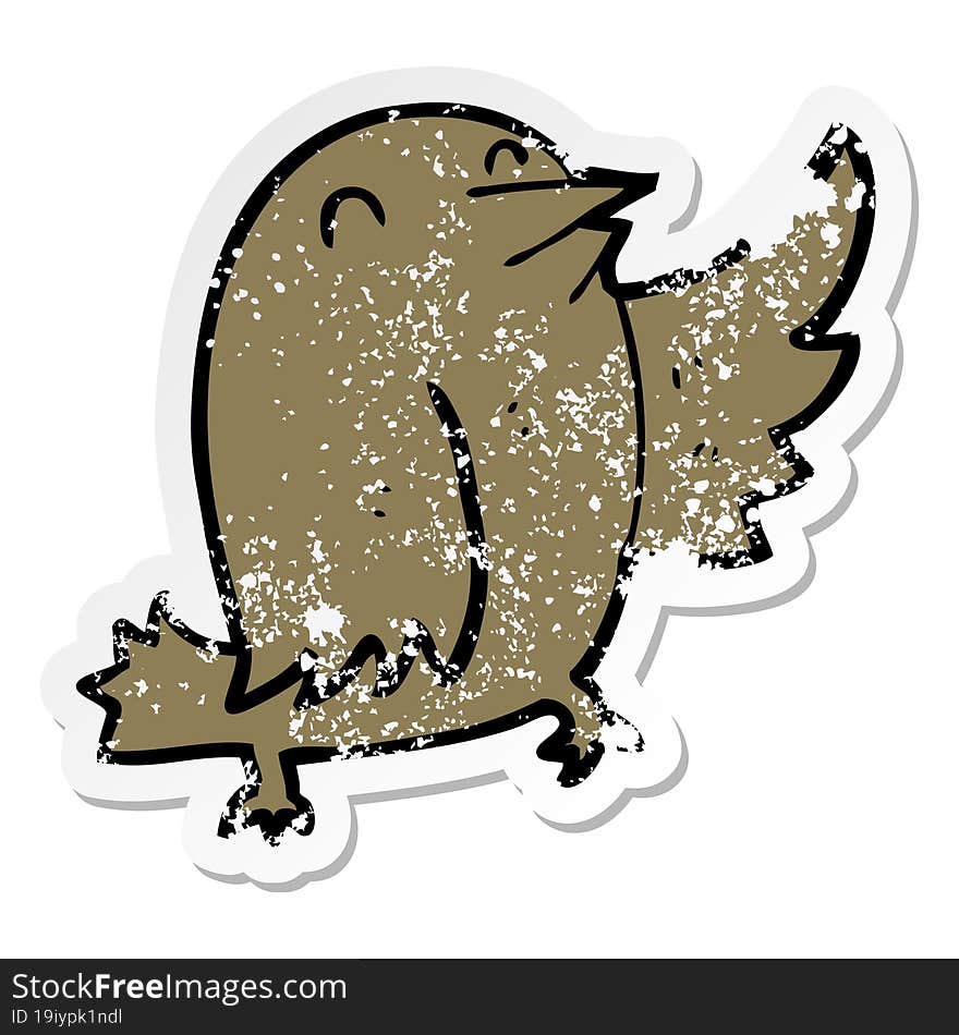 distressed sticker of a cartoon bird