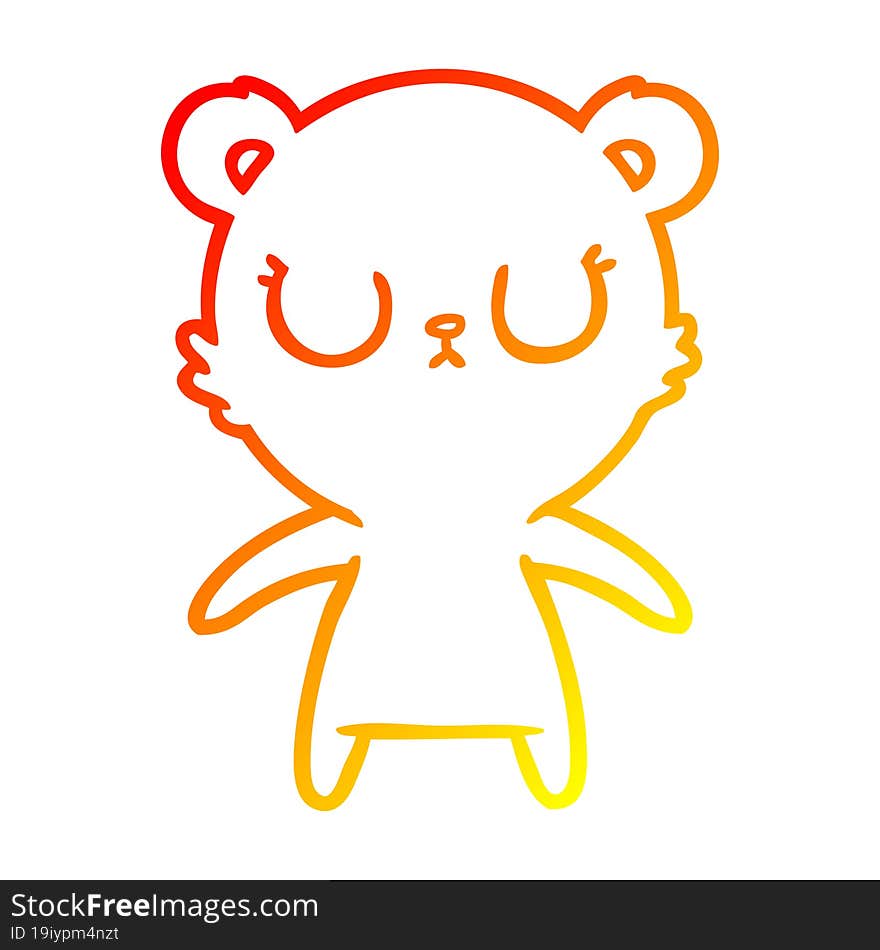 warm gradient line drawing peaceful cartoon bear cub