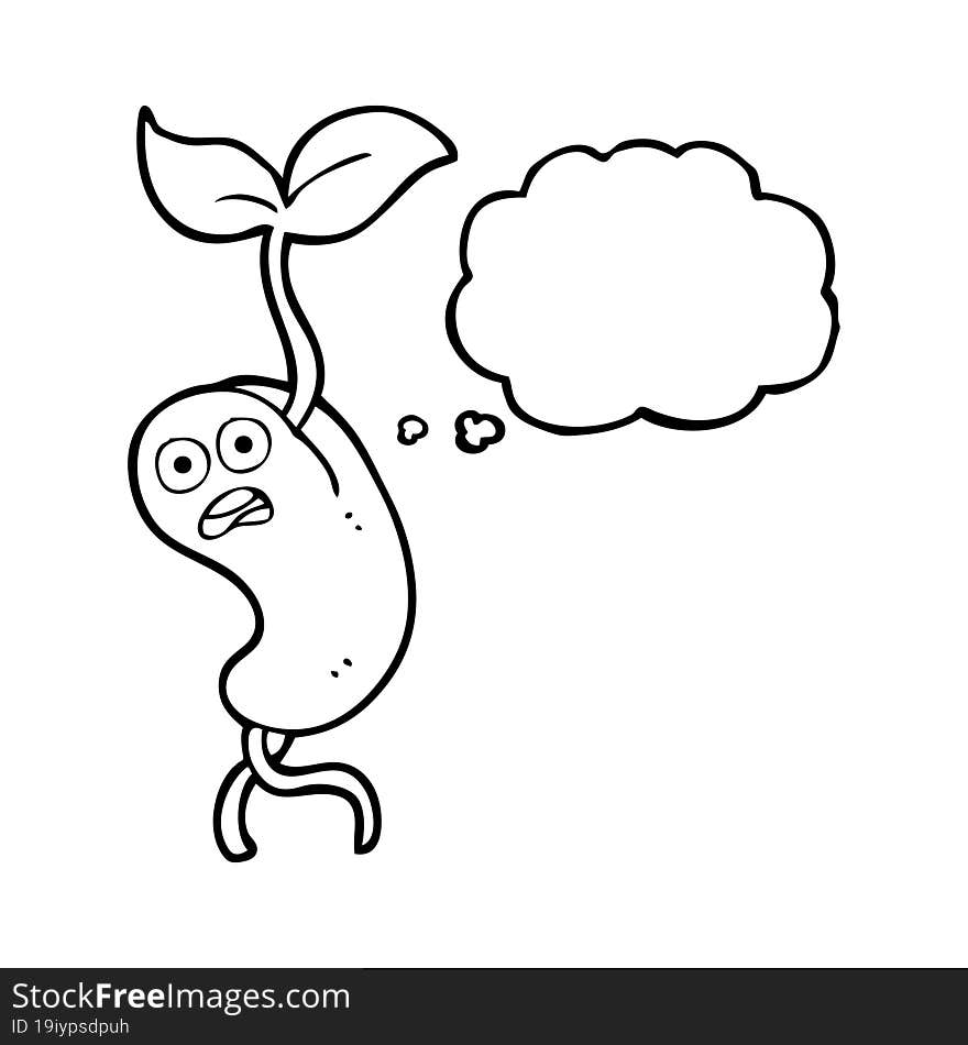 thought bubble cartoon sprouting seed