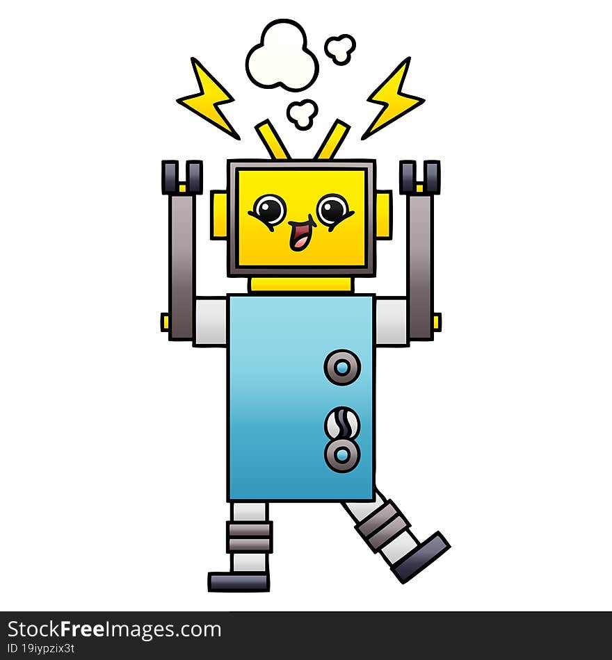 gradient shaded cartoon of a happy robot