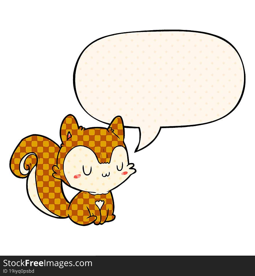 cartoon squirrel and speech bubble in comic book style