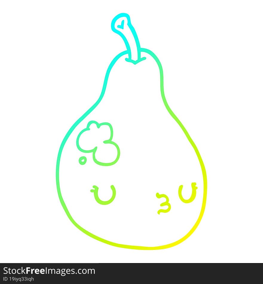 Cold Gradient Line Drawing Cartoon Pear