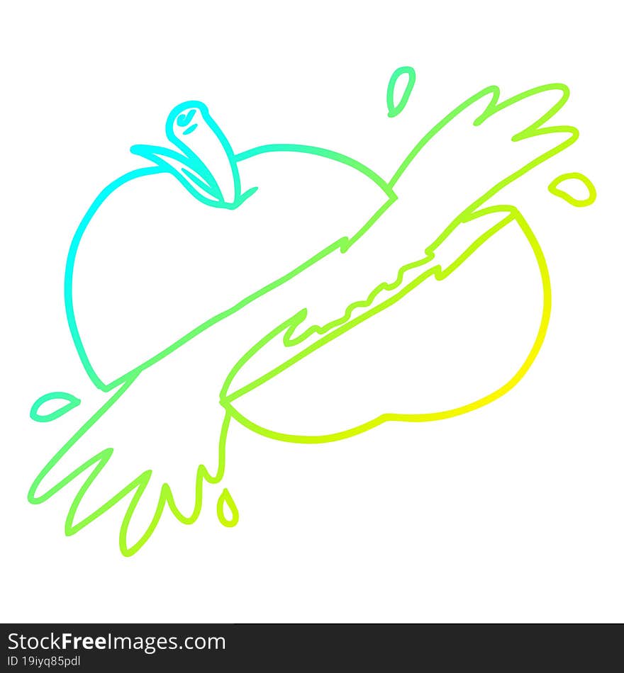 cold gradient line drawing cartoon sliced apple