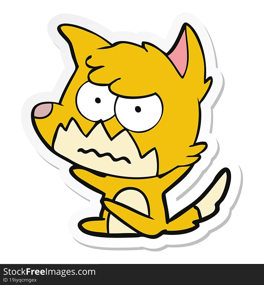 sticker of a cartoon annoyed fox