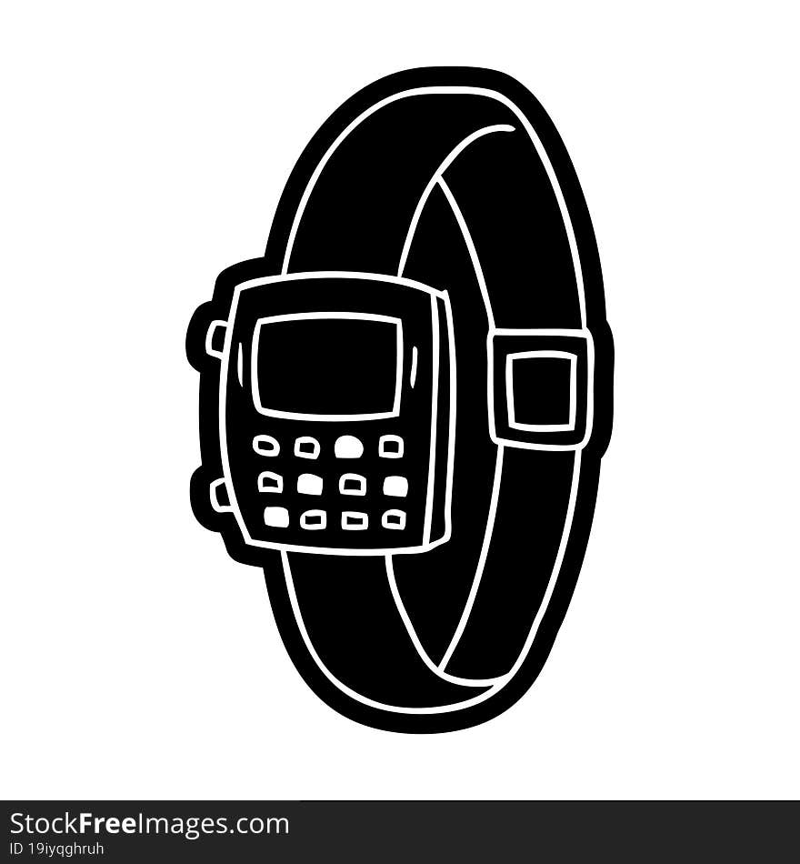 Cartoon Icon Drawing Of A Retro Watch