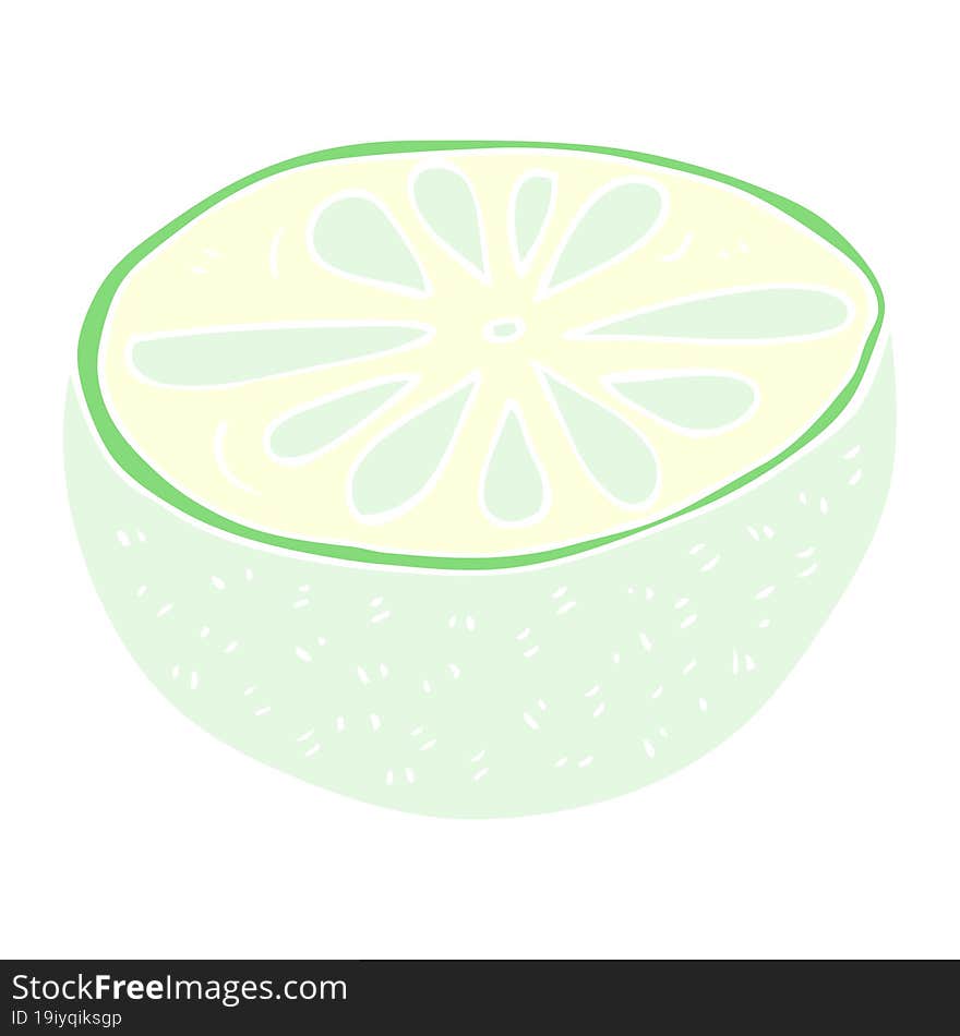 flat color illustration of a cartoon half melon