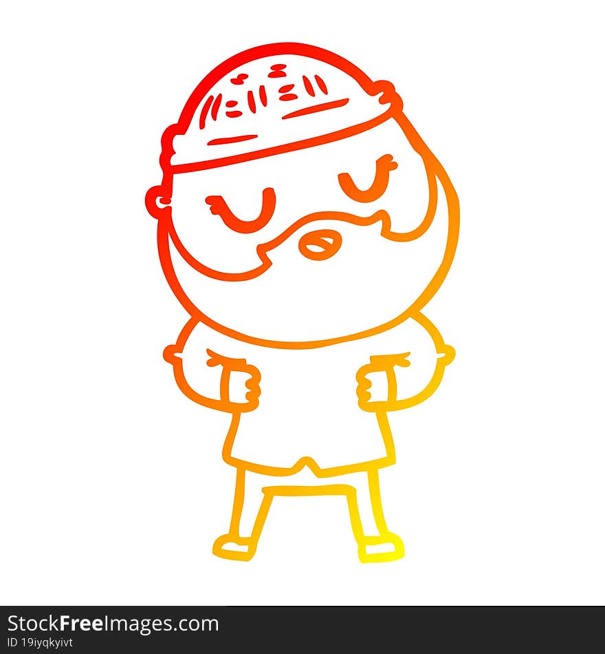 warm gradient line drawing cartoon man with beard