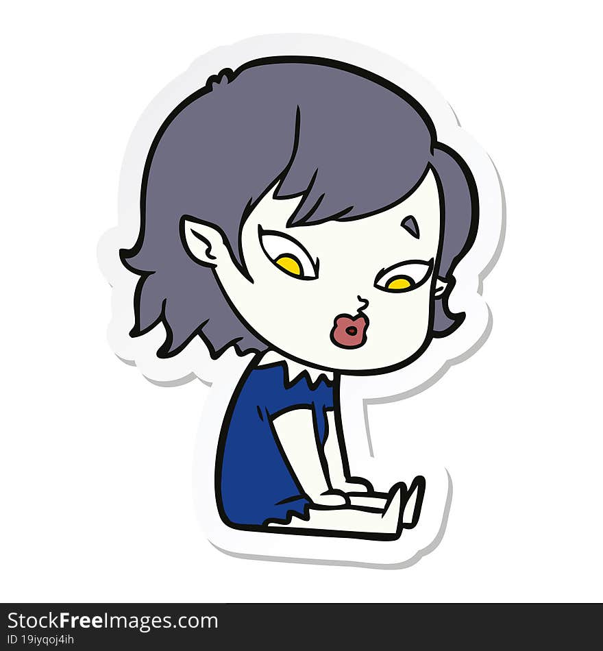 sticker of a cute cartoon vampire girl