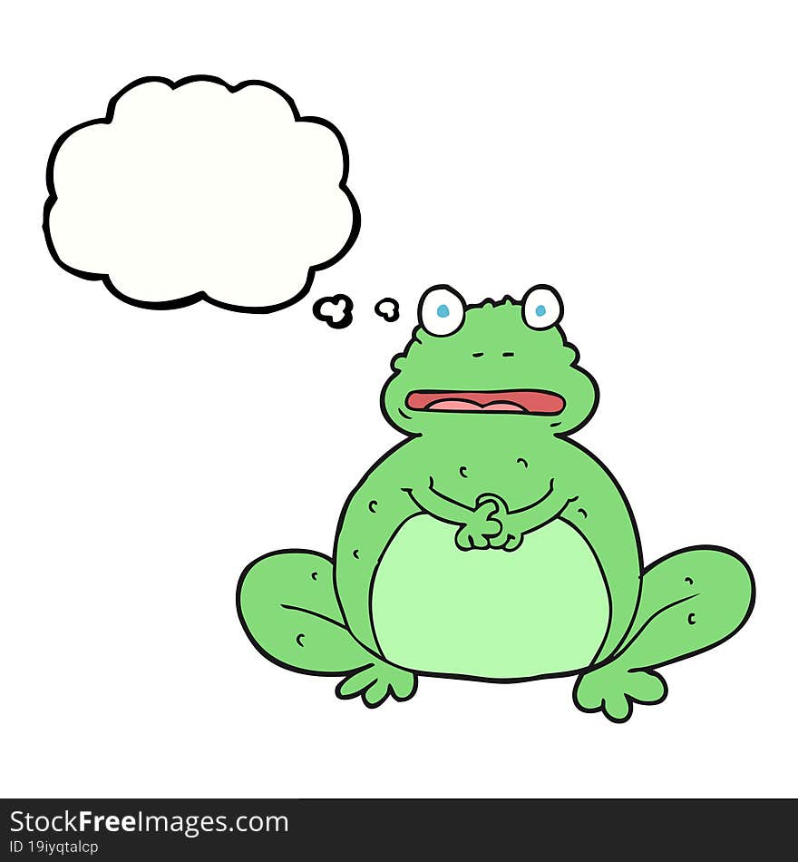 freehand drawn thought bubble cartoon frog