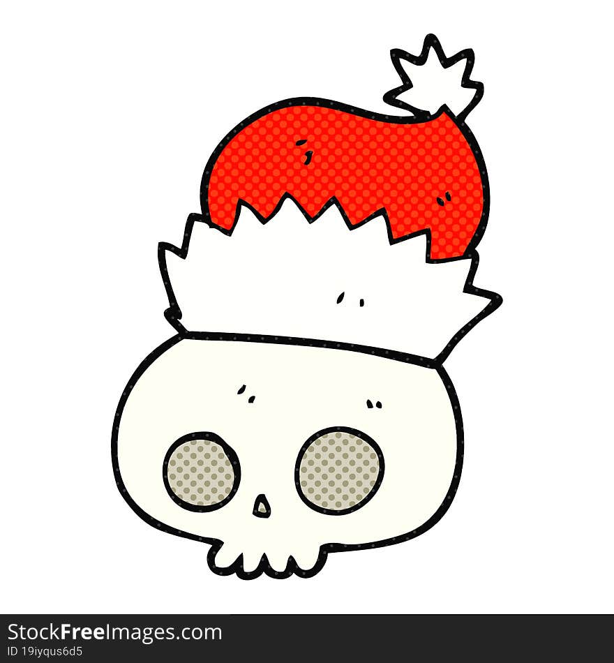 cartoon skull wearing christmas hat