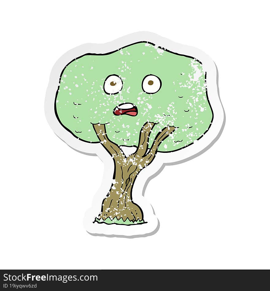 retro distressed sticker of a cartoon tree